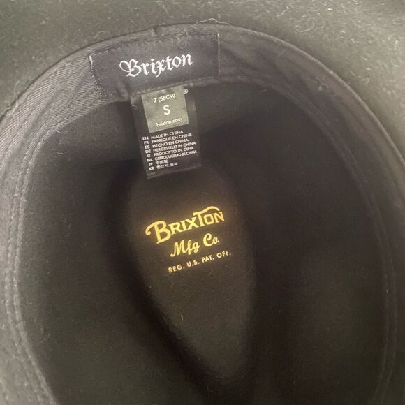 BRIXTON FELT FEDORA HAT SIZE S--7IN (56CM) BOHO Unisex Black With Tie Accent - Picture 4 of 5